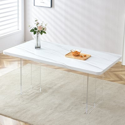 Minimalist Dining Table with Acrylic Legs and Rectangular Top