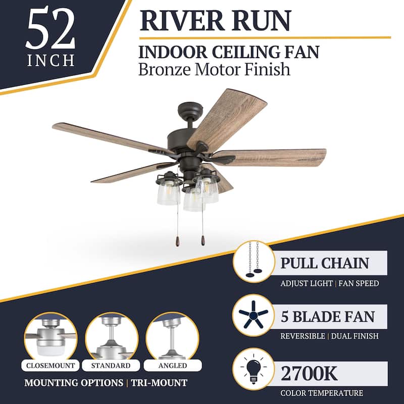 The Gray Barn Wildroot Farmhouse 52-inch Aged Bronze LED Ceiling Fan