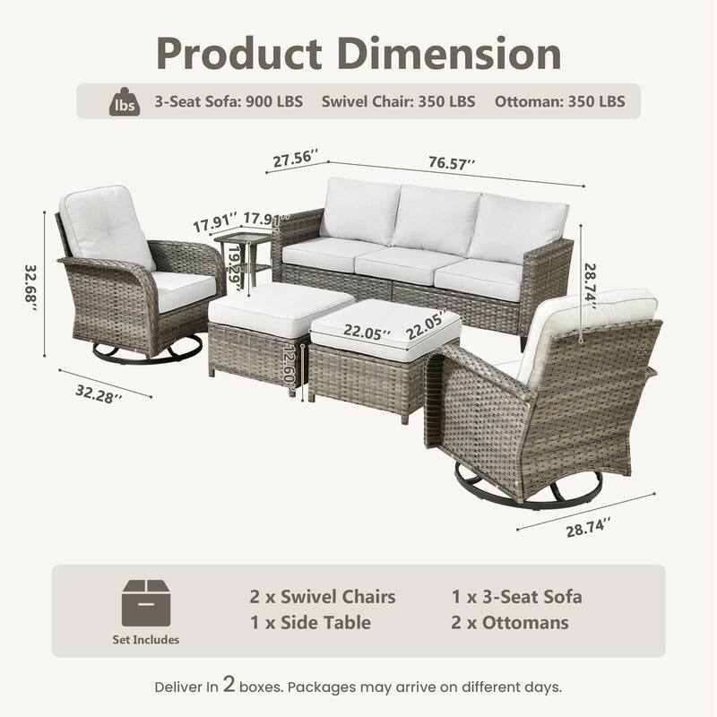 OVIOS 6-Piece Outdoor Wicker Lounge Set
