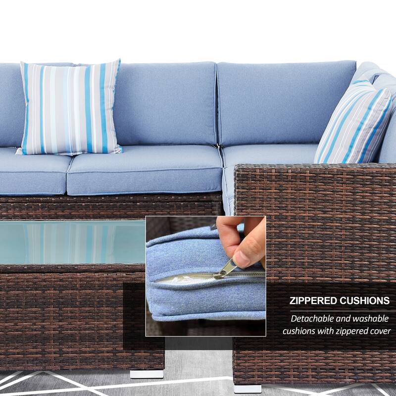 Tappio 4-Piece Outdoor Wicker Sectional Sofa Set with Waterproof Cover