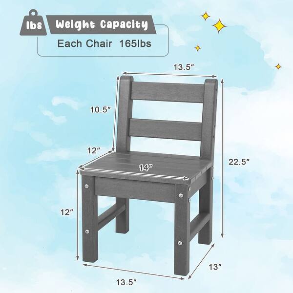 dimension image slide 0 of 4, Gymax 2 PCS Kids Chairs Indoor Outdoor Heavy-Duty All-Weather Children