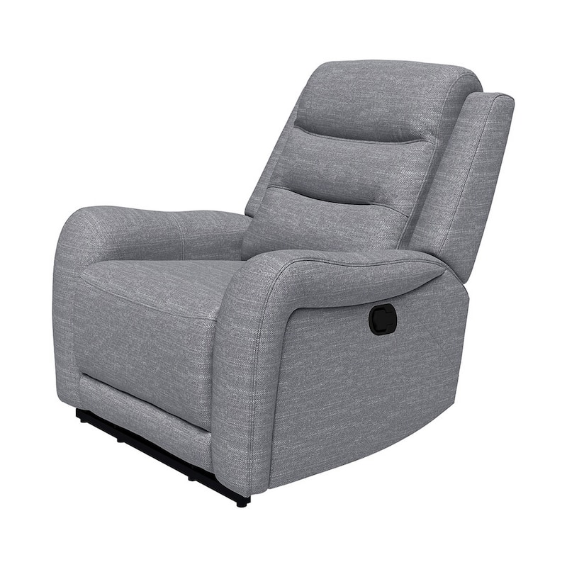 Clair Manual Recliner Chair with Scrolled Arms, Wood Frame, Gray Fabric