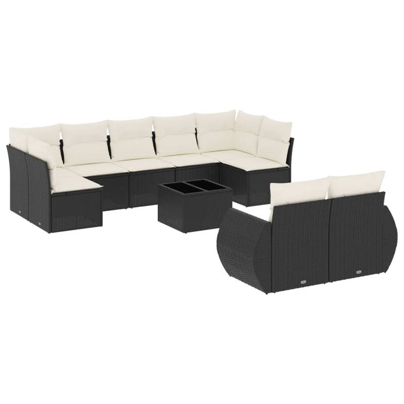 vidaXL Patio Sofa Set with Cushions Outdoor Conversation Furniture Poly Rattan