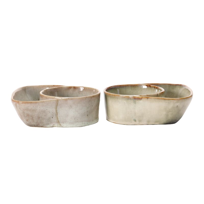 Stoneware Cracker & Soup Bowl, Reactive Glaze, 2 Colors (Each One Will Vary)