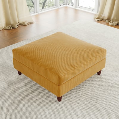 38.13" Wide Square Corduroy Ottoman