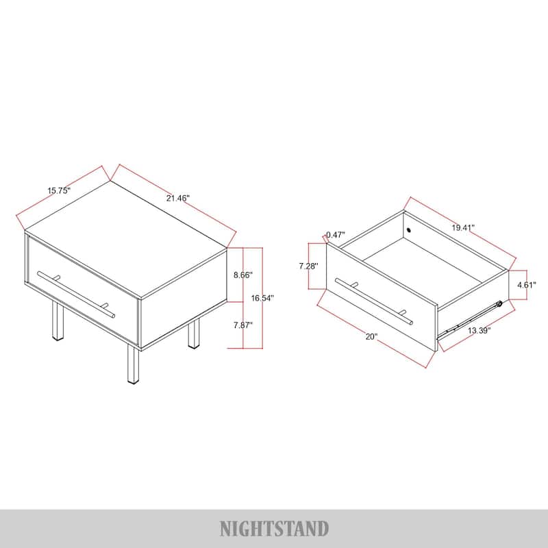 CraftPorch Mid-Century 3-pieces Wooden Bedroom Set