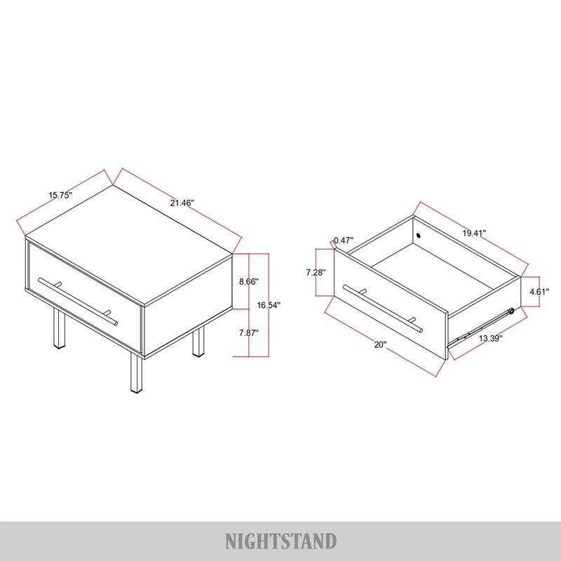 CraftPorch Transitional 1-Drawer Wooden Nightstand