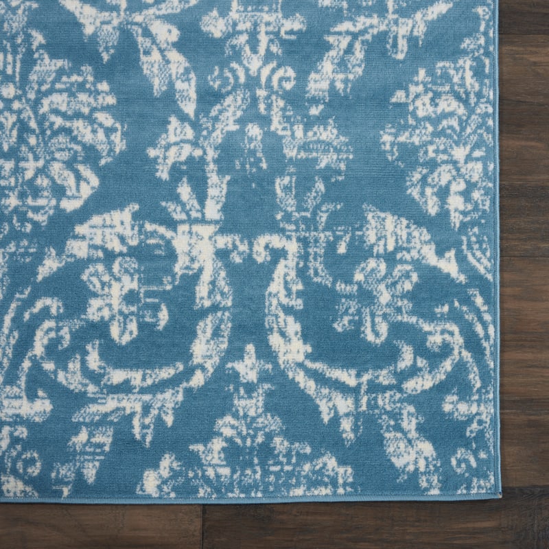 Nourison Jane Farmhouse Vintage Indoor only Damask Area Rug - 5' 3" x 7' 3" - Blue