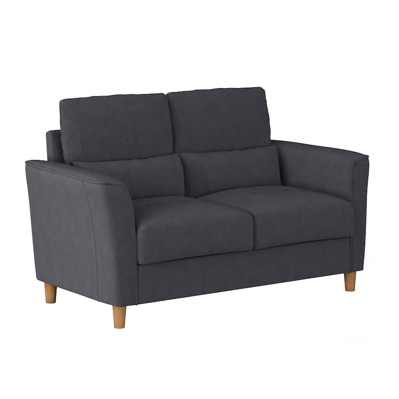Georgia Upholstered Loveseat Sofa, Dark Grey