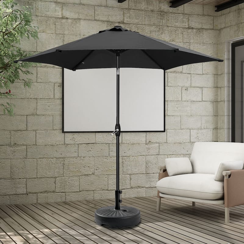 9FT Patio Umbrella with Base Included Outdoor Umbrella with Tilt and Crank - Black