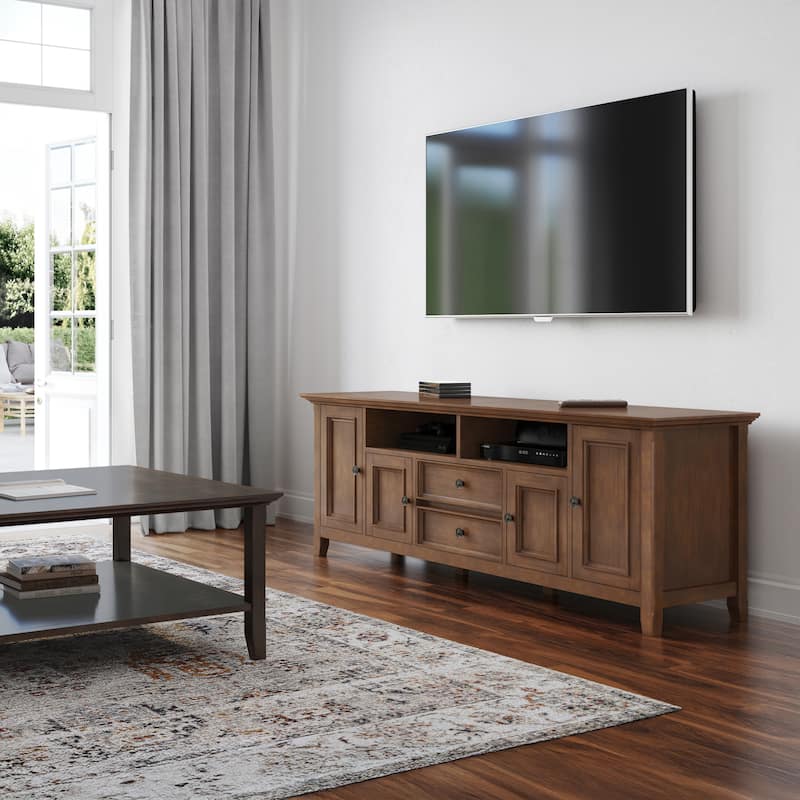 WYNDENHALL Halifax 72 inch Wide Solid Wood Transitional TV Stand - 72"w x 19"d x 26" h