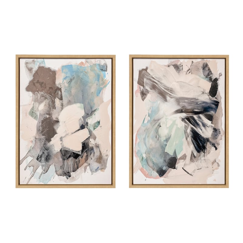Kate and Laurel Sylvie Flow Framed Canvas Art Set by Amy Lighthall
