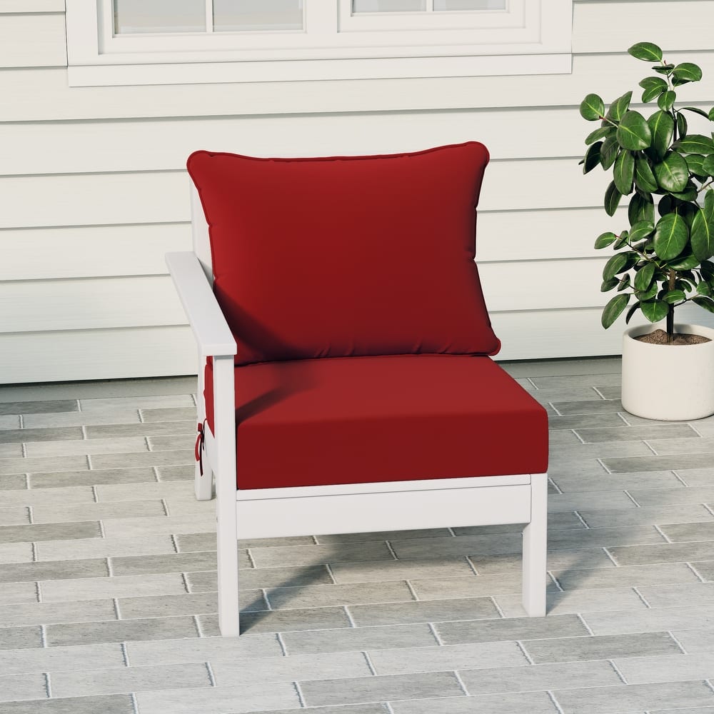 Birchwood All Weather HDPE Outdoor Patio Deep Seating White Left Arm Facing Chair With Cushions (1-Piece)