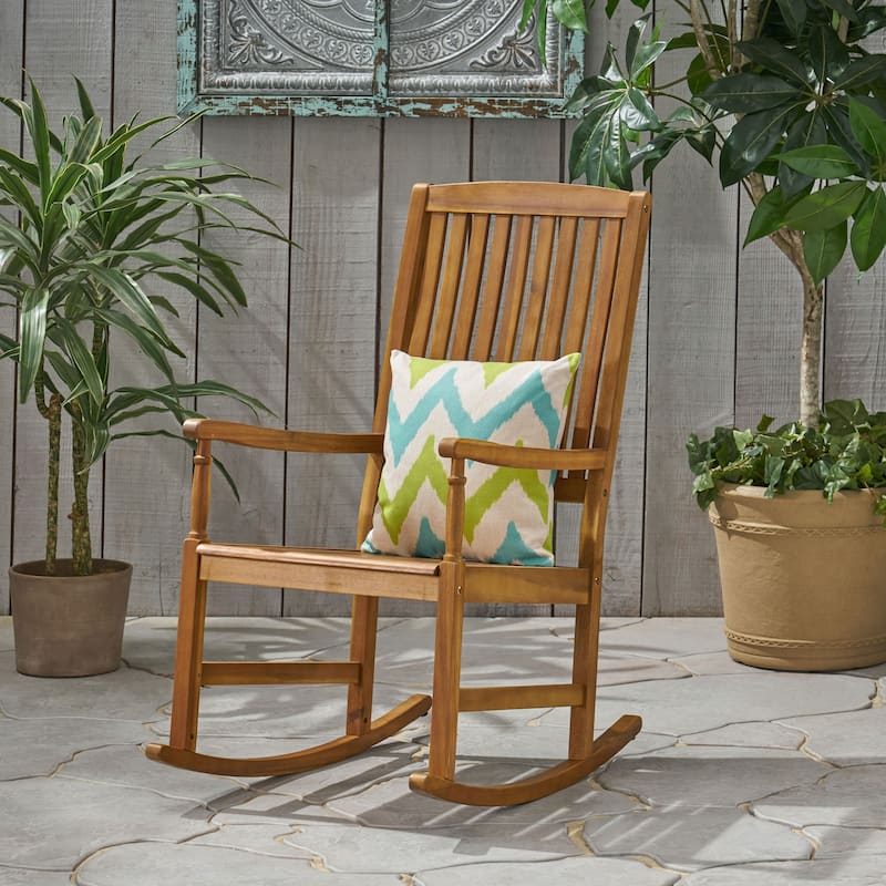 Acacia Wood Outdoor Rocking Chair, Patio Garden Lounge Chair