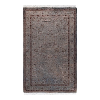 Overton Hand Knotted Wool Vintage Inspired Modern Contemporary Overdyed Gray Area Rug - 3' 3" x 5' 1"