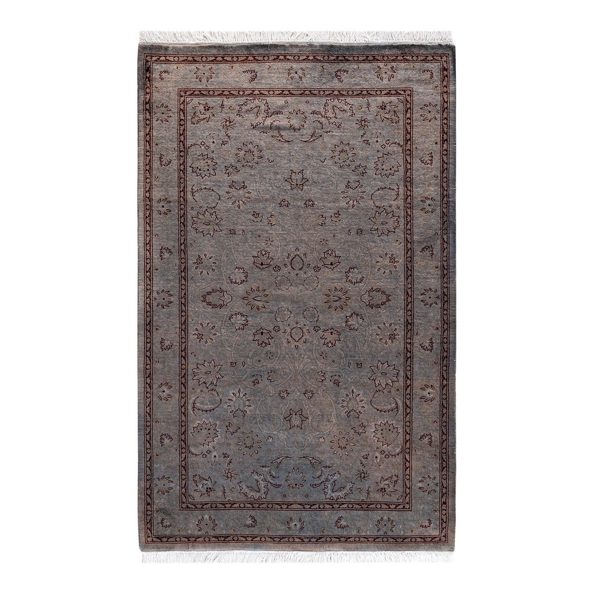 Overton Hand Knotted Wool Vintage Inspired Modern Contemporary Overdyed Gray Area Rug - 3' 3" x 5' 1"