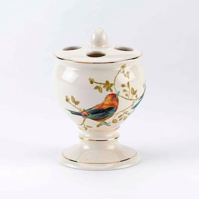 Avanti Linens Gilded Birds Toothbrush Holder - Ivory - Toothbrush Holder