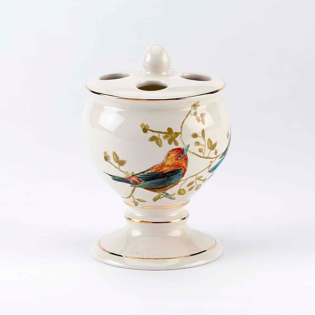Avanti Linens Gilded Birds Toothbrush Holder - Ivory - Toothbrush Holder