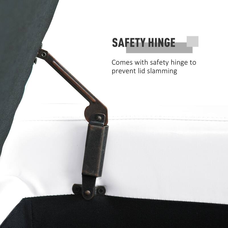 Porch & Den Pickard White Faux Leather Storage Ottoman Bench