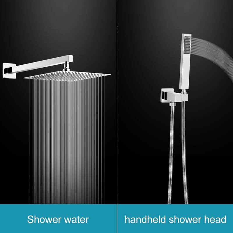 WIZ Wall Mount Rectangle Shower Head with Hand Shower Faucet