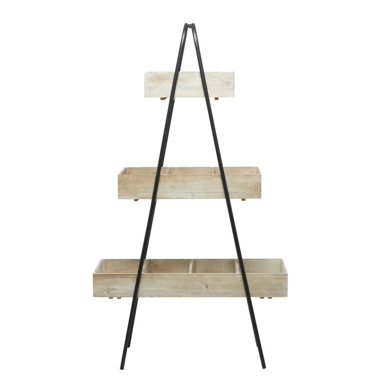 Brown Wood Indoor Outdoor 3 Tier Indoor Plantstand
