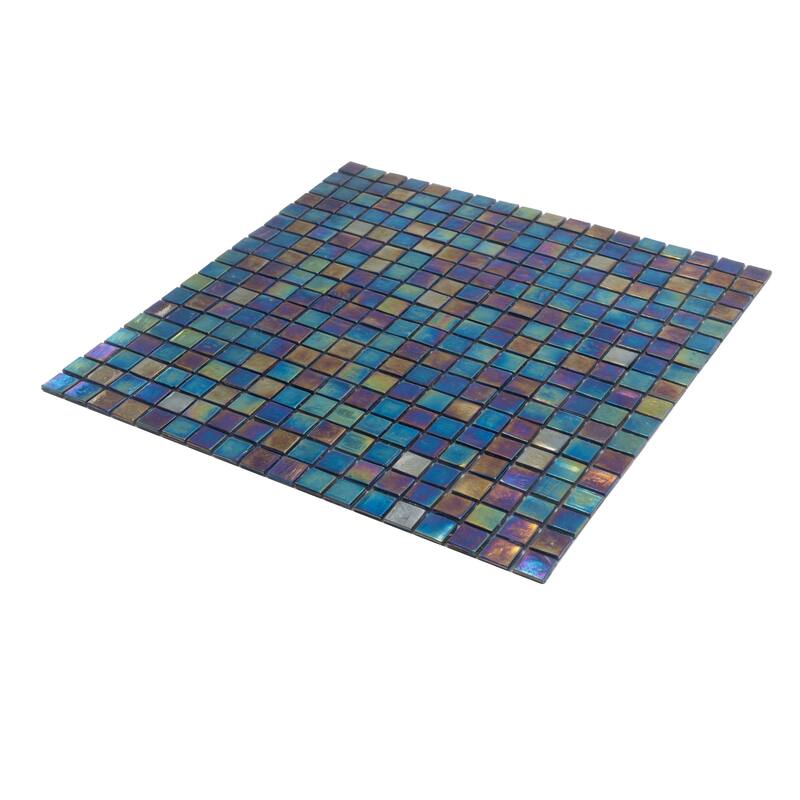 Apollo tile 12" x 12" Skosh Glossy Dark Shimmer Multi Blue Glass Tile (18.69 sq ft/case) - 20 Pack
