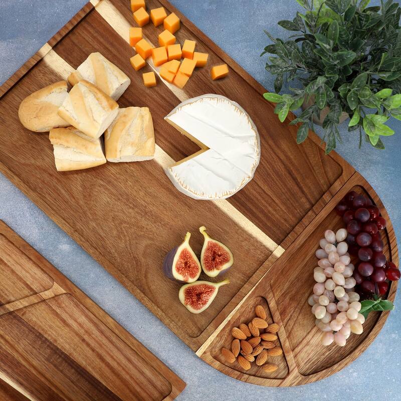 MegaChef 3 Piece Acacia Wood Cutting Board with Maganitized Serving Board Platter
