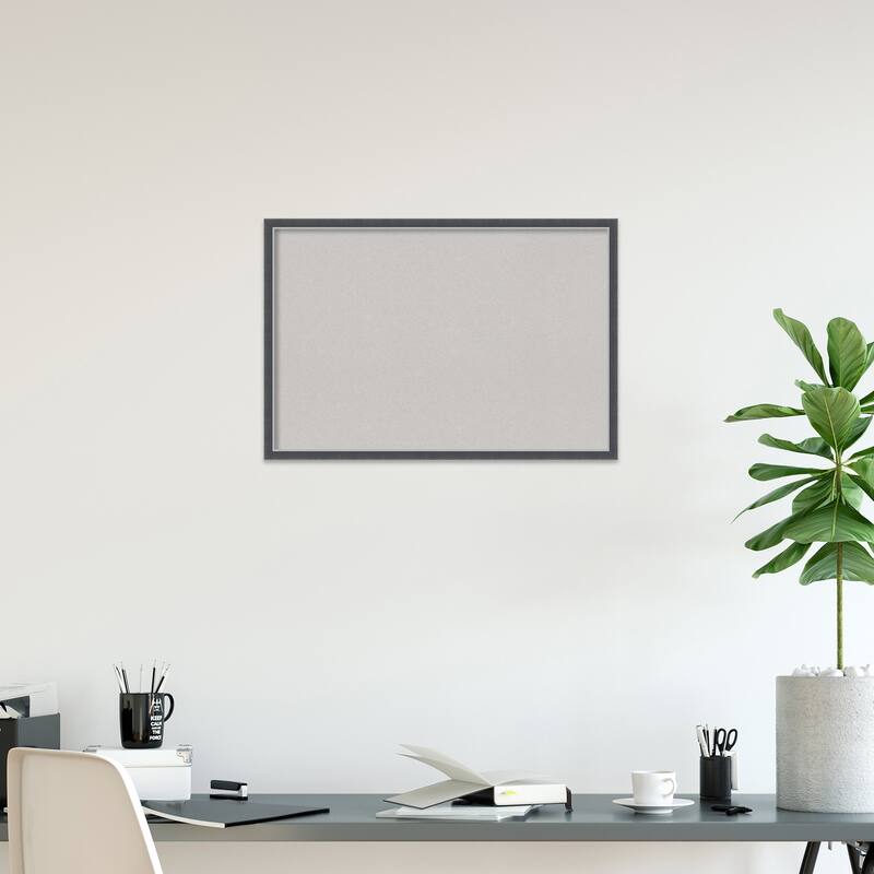 Eva Black Silver Thin Framed Grey Corkboard Bulletin Board