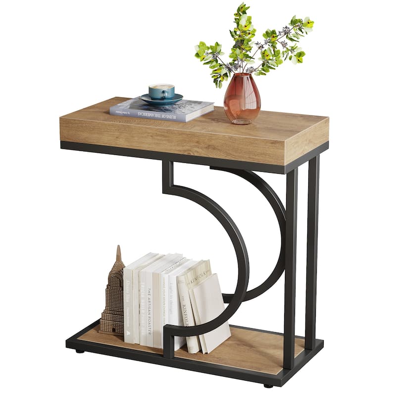 Narrow Side Table White Gold Side Table C Shaped End Table Modern Bedside Table Small Side Table for Couch Living Room