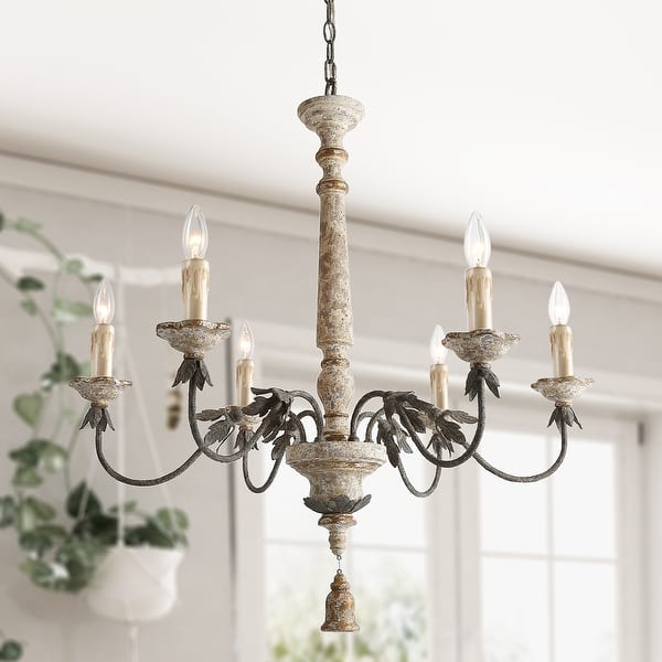 Farmhouse 6 Light French Country Wood Chandelier For Dining Room D31 X H 33 Overstock 28674168