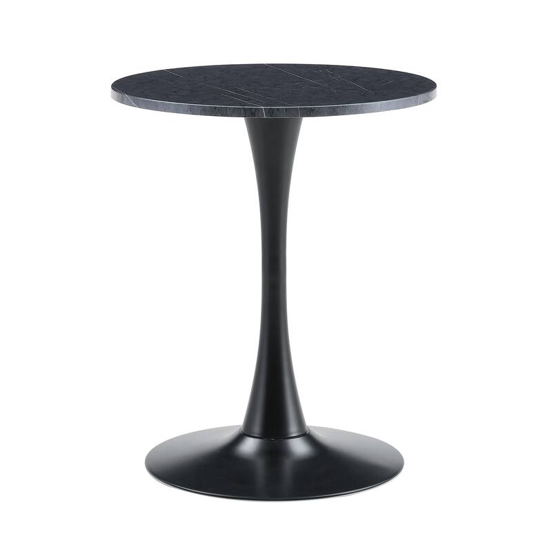 Round Dining Table, 23.6" Circle Tulip Table with Thickened Tabletop & Metal Pedestal, Mid Century Modern Bistro Table