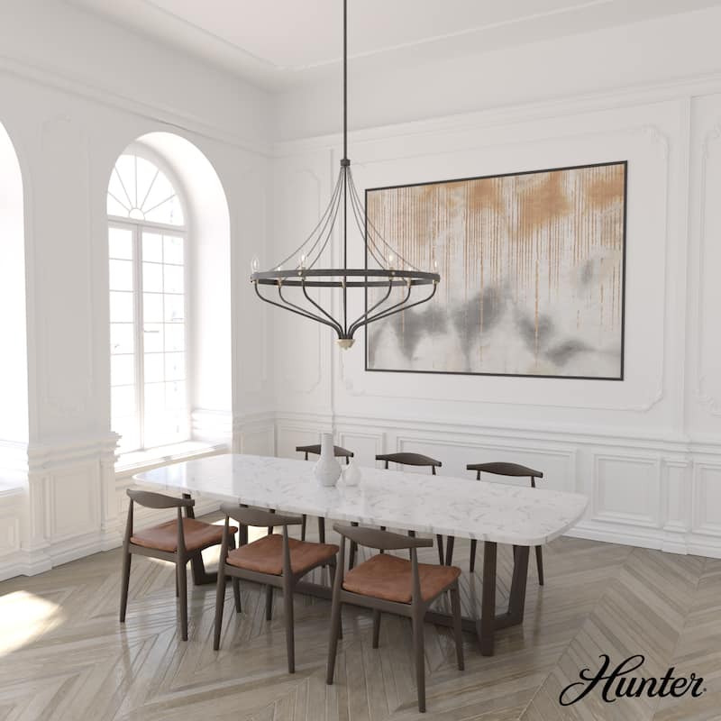 Hunter Merlin Geometric Metal Chandelier - Foyer, Dining Room, Living Room - Industrial, Contemporary