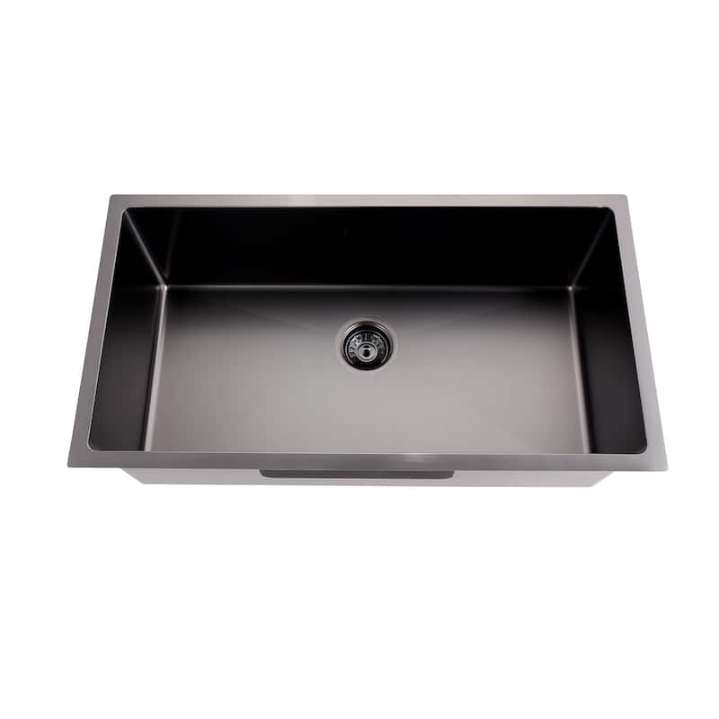 CB HOME Gold Kitchen Sink, 32" Rose Gold Undermount Kitchen Sink, Black Single Bowl Stainless Steel Kitchen Sink 16 Gauge