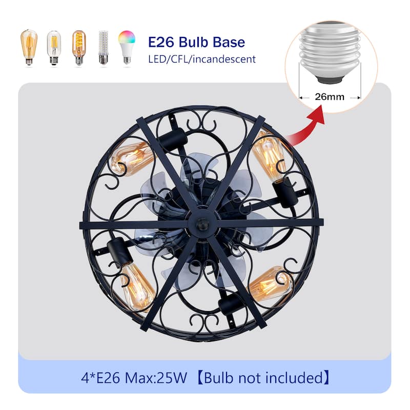 20Inch Farmhouse Ceiling Fans with Remote Control,6 Speed Reversible Flush Mount Low Profile Rustic Ceiling Fan - N/A