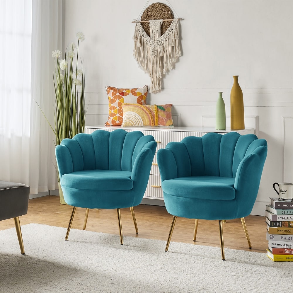 Xabier Cute Modern Upholstered Barrel Chair Accent Chair with Tufted Back Set of 2 by HULALA HOME