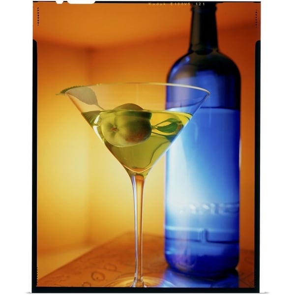 "Martini and blue bottle" Poster Print