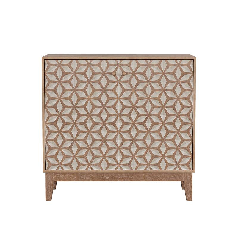 31.5" Geometric Design Sideboard with 2 Doors and Adjustable Shelves