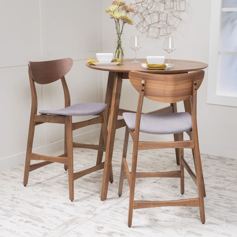 Carson Carrington Lund Wood 24-inch Counter Stool (Set of 2) by Christopher Knight Home - Dark Grey + Natural Walnut