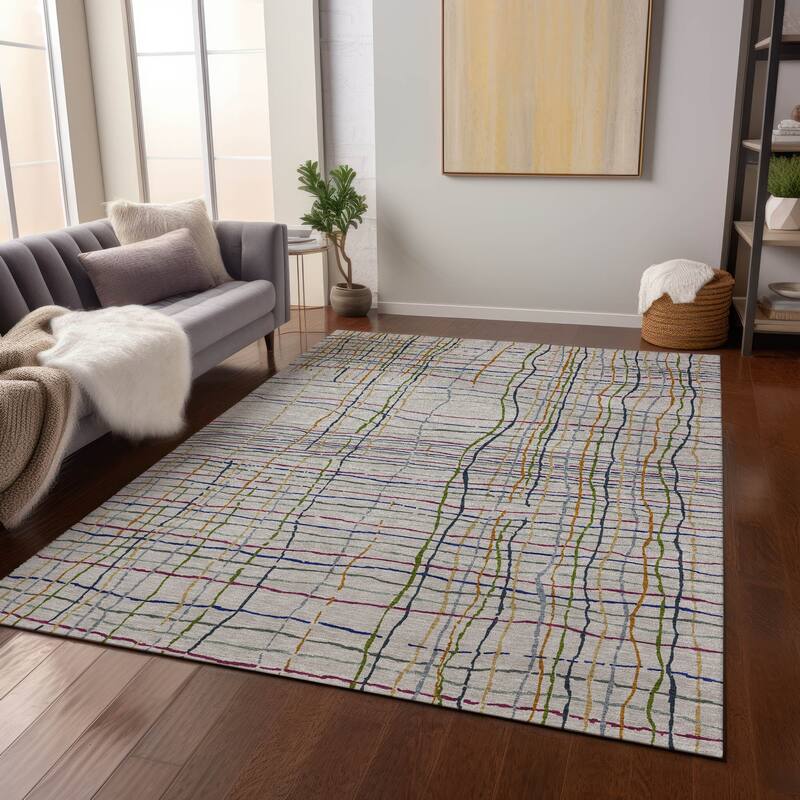 Machine Washable Indoor/ Outdoor Modern Century Chantille Rug - Putty - 2'6" x 3'10"