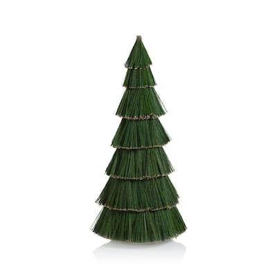 Green Tiger Grass Decorative Tree w/ Gold Glitter Trim, 22"