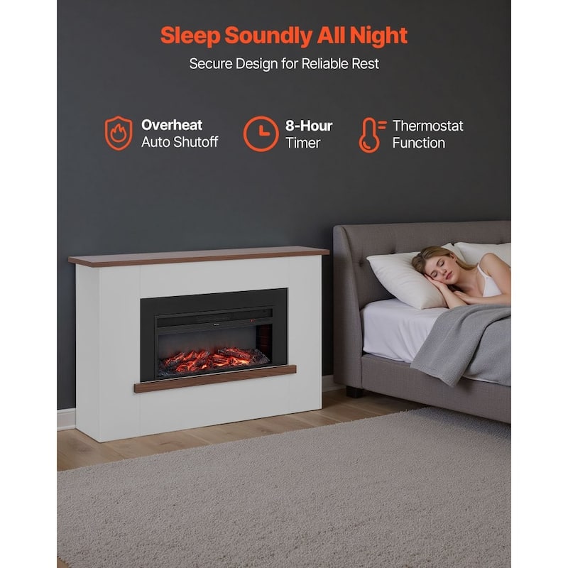 1500W Electric Fireplace Heater with Adjustable Flame Brightness and Infrared Heat Remote Control