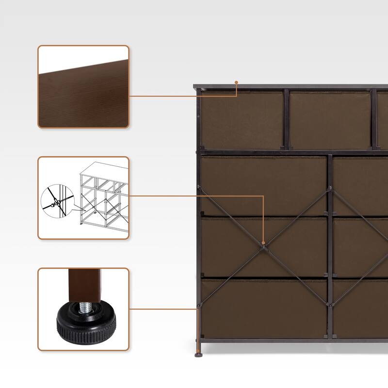 VredHom Extra Wide 9 Drawers Fabric Dresser Storage Organizer