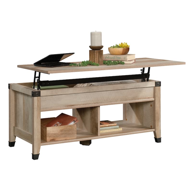 Wood Lift-Top Coffee Table with Versatile Work Surface, Brown - 43.15" L x 19.45" W x 18.98" H