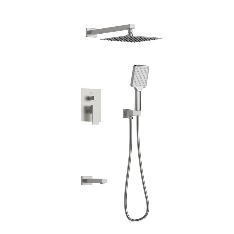 Indigo Home Complete Shower and Tub Faucet with Rough-in Valve - Brushed Nickel