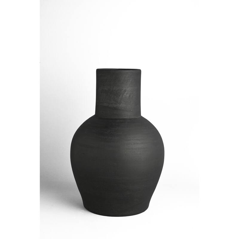 Black Terracota Gourd Vase - Black