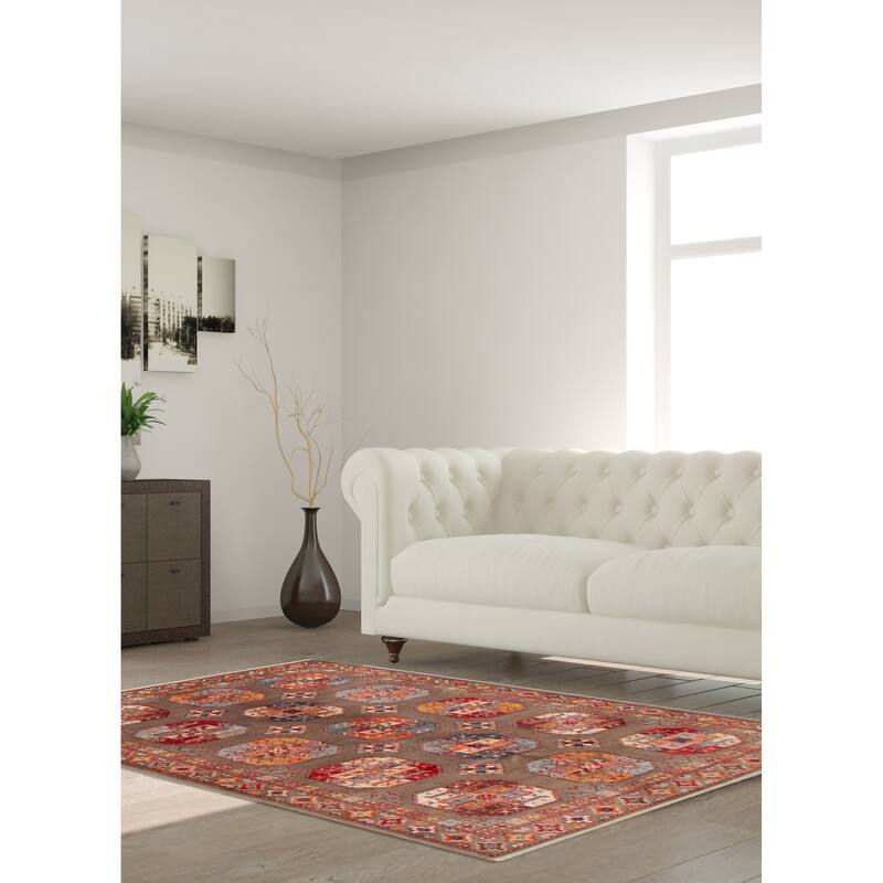 ECARPETGALLERY Hand-knotted Uzbek Ghazni Brown Wool Rug - 4'0 x 5'9