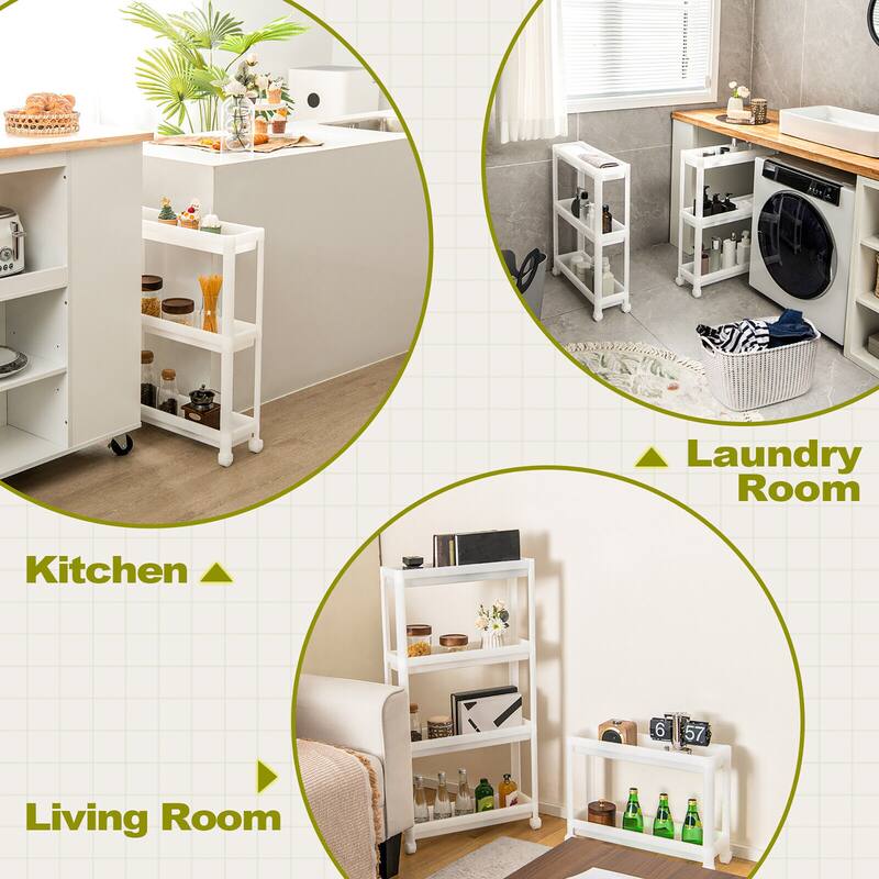 Gymax 2PCS 3 Tier Slim Storage Cart Detachable Kitchen Organizer