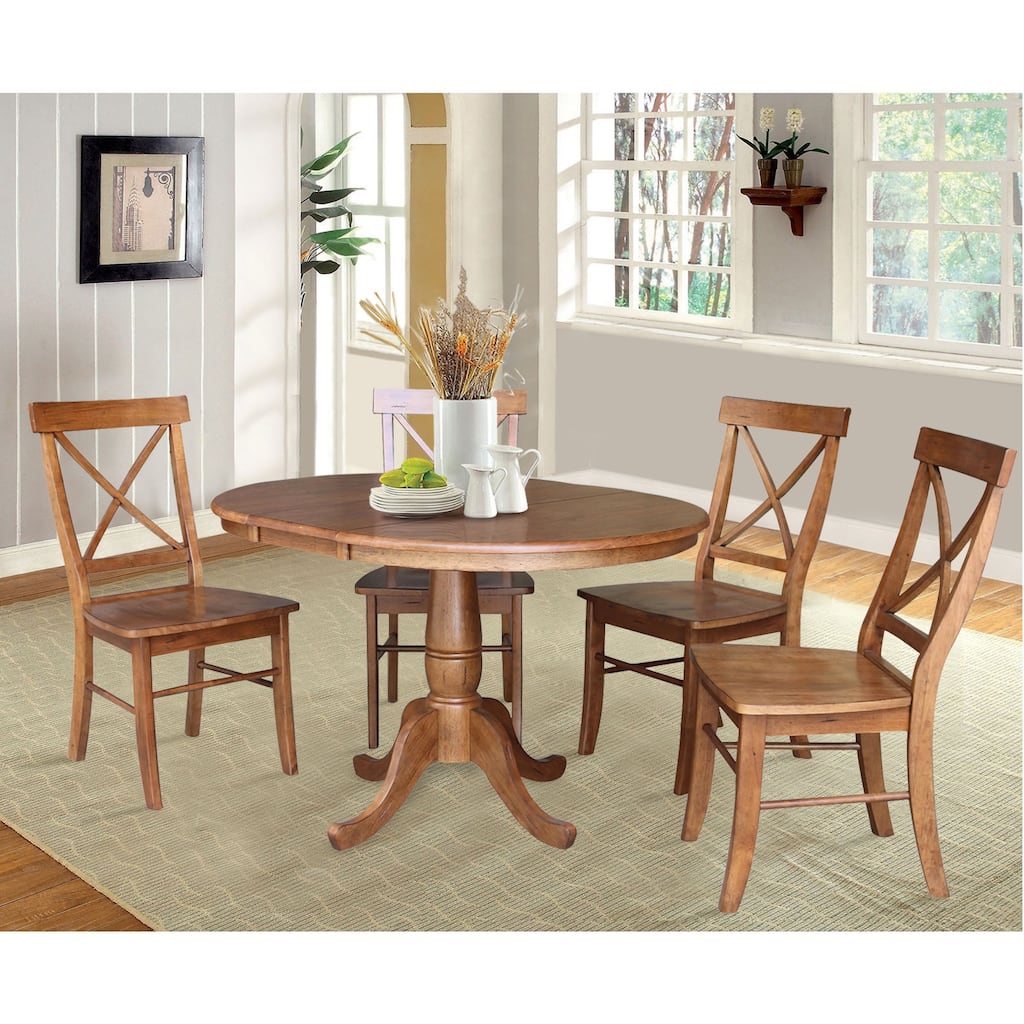 36" Round Extension Dining Table with 4 Chairs