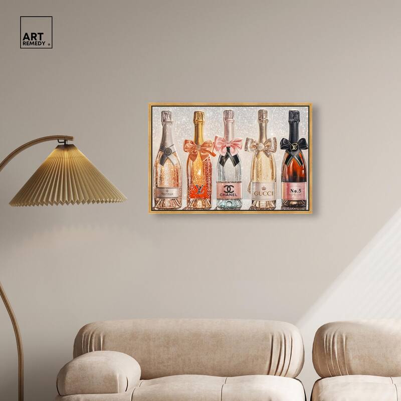 Champagne Bottles Glitz Canvas by Art Remedy