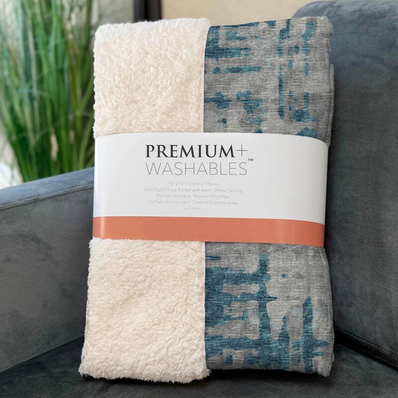 Premium Machine Washable ASB76 Abstract Contemporary Sherpa Throw Blanket